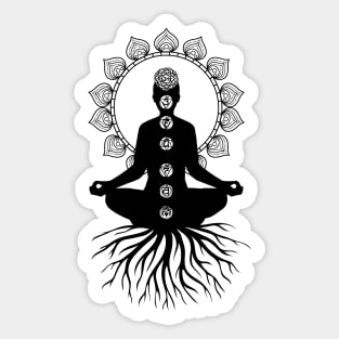 Meditator Roots, Chakras and Mandala - Yoga Gift Idea Sticker